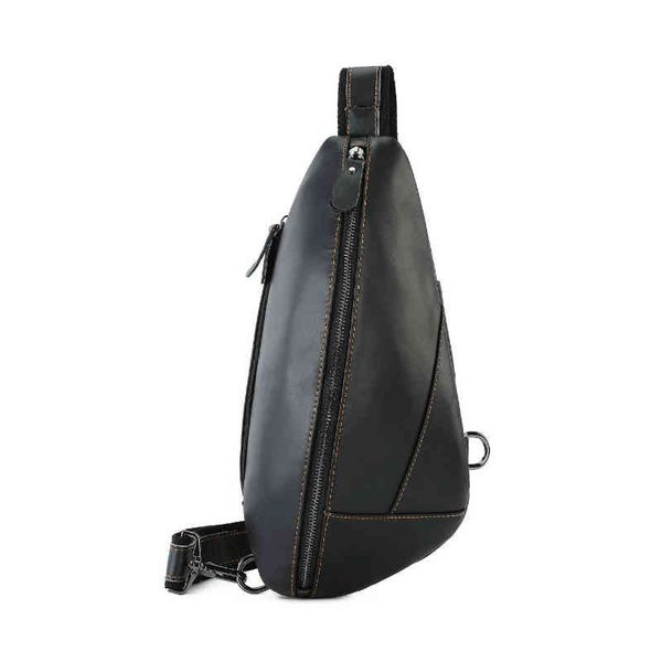 2021 Men&#039;s Chest Bag Korean Fashion Personalized Soft Leather Messenger Youth Trendy Top Layer Cowhide