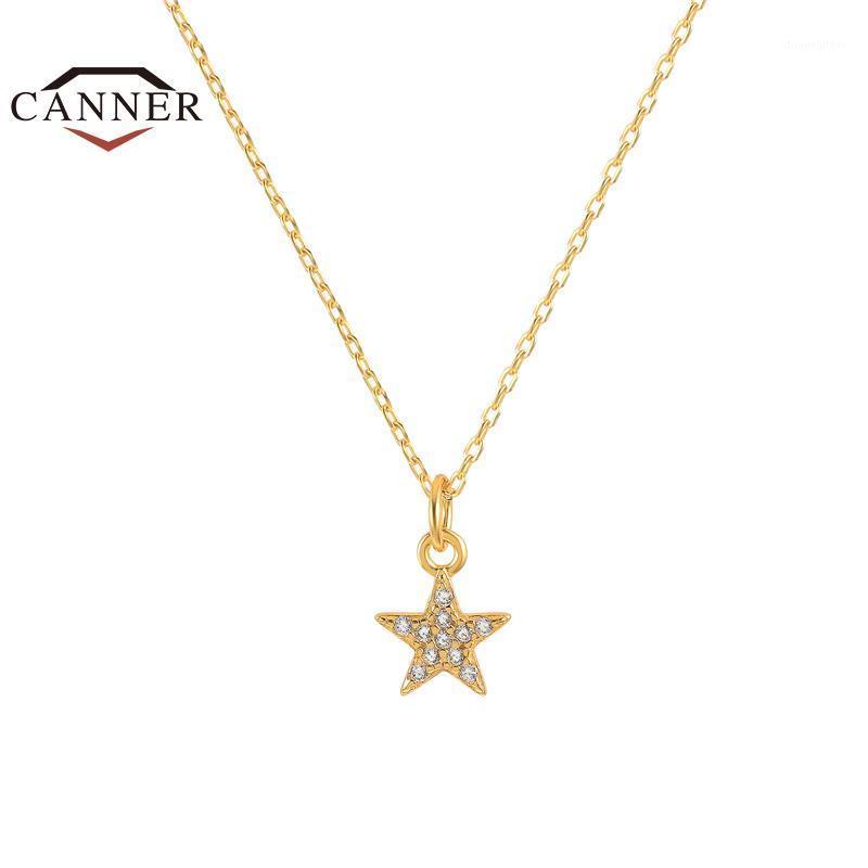 Chains CANNER 925 Sterling Silver Clavicle Chain Choker Necklace For Women Exquisite Vintage Sunflower Star Pendant Necklaces Jewelry