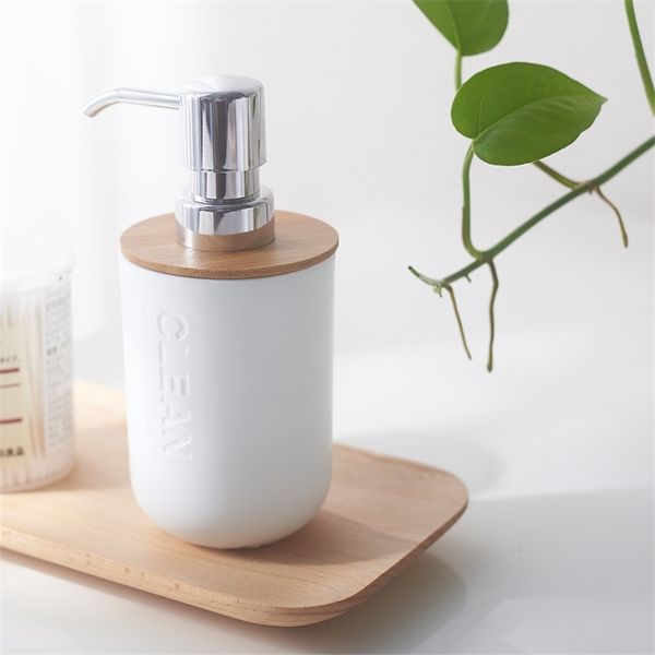 Simple Bamboo and Wood Soap Bottle Shampoo Shower Gel Dispenser Hand Sanitizer Bottling Bathroom Storage Accessories 211206