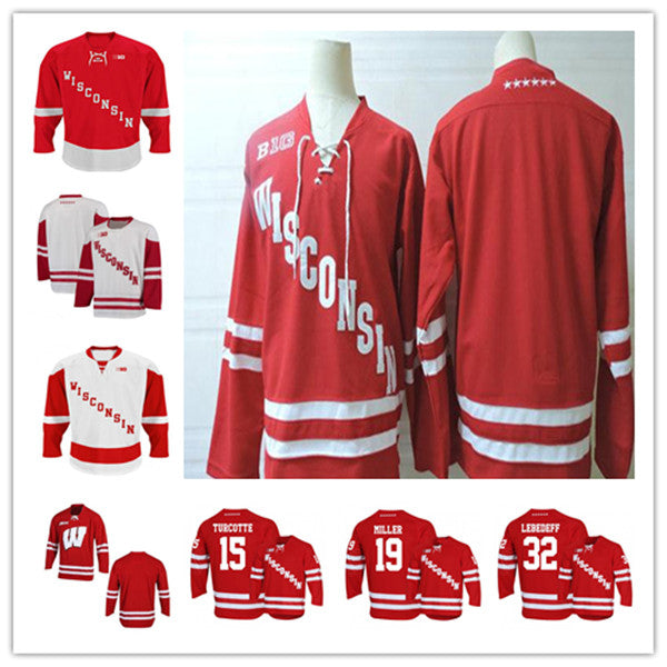 Custom Wisconsin Badgers College Hockey Jersey Cole Caufield Brock Dylan Holloway Mike Eaves Ryan McDonagh Corson Ceulemans Tarek Baker Roman Ahcan