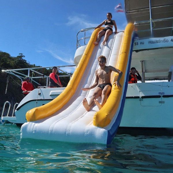 10x5x1.5m Outdoor Games Customized Inflatable Water Yacht Slide Commercial Fun Play Equipment Air Dock Slide For Boat
