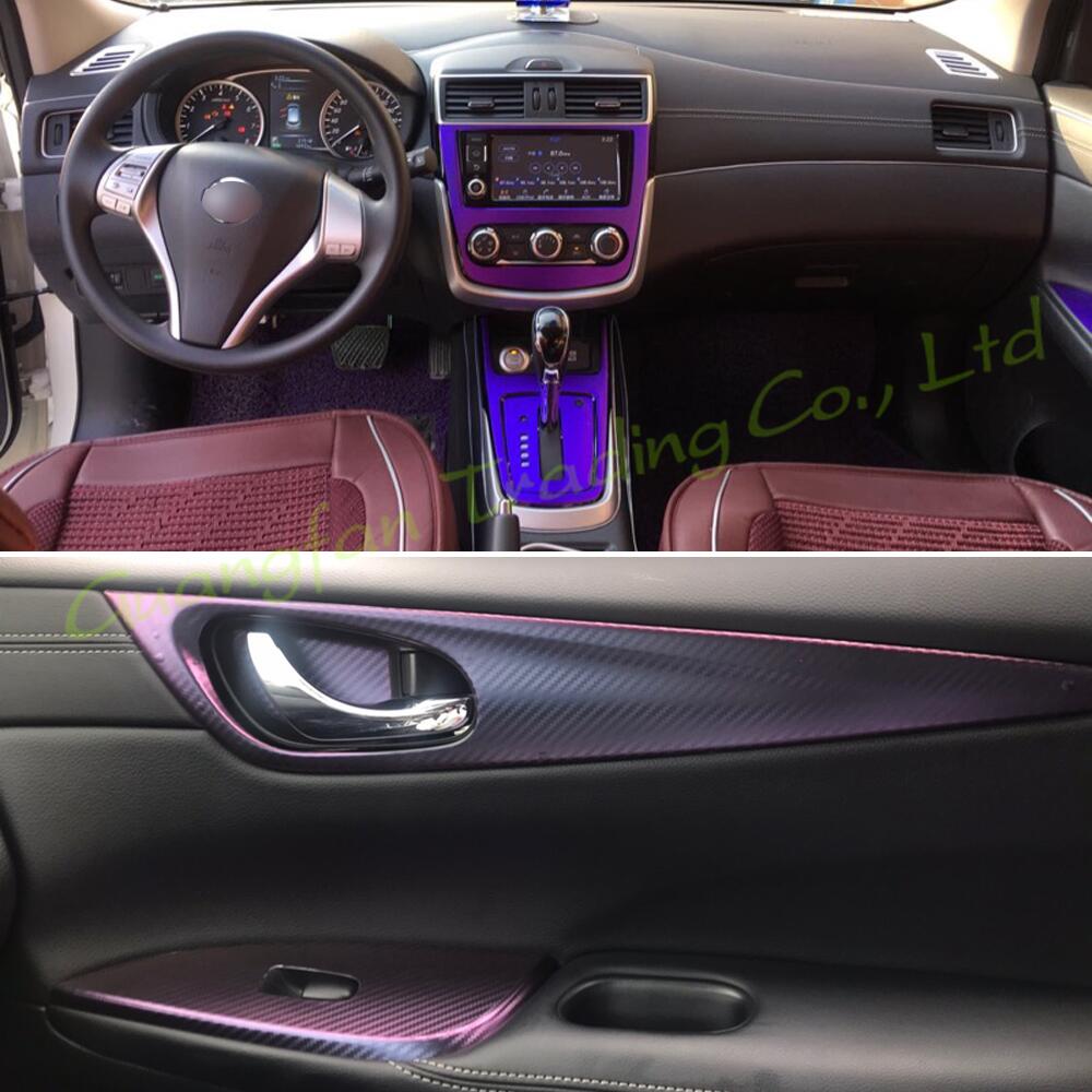 Interior Central Control Panel Door Handle 3D 5D Carbon Fiber Stickers Decals Car-styling Cover Parts Products Accessories For Nissan TIIDA Year 201