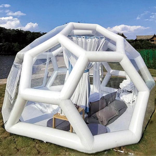 wholesale 3-4m dia PVC Customized size Inflatable football bubble house soccer structure transparent large luxury Camping Tent