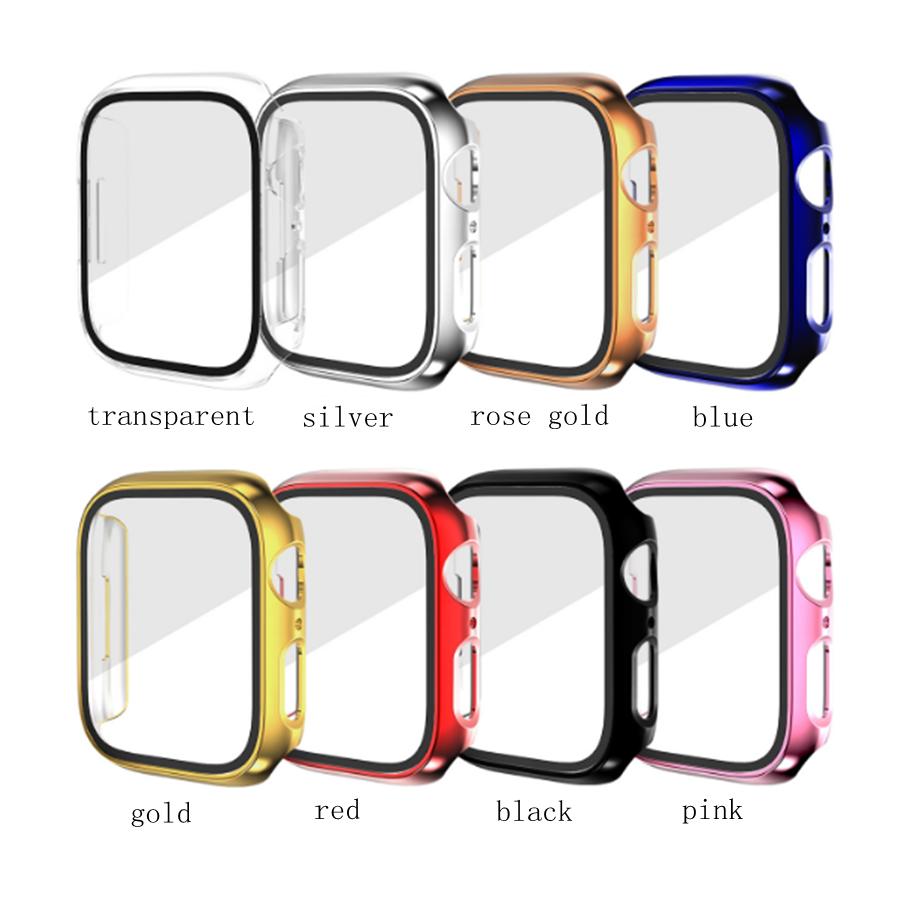 Screen Protector Case For Apple Watch Band 49mm 45mm 44mm 41mm 40mm 42mm 38mm HD Tempered Glass Plating Case Cover Iwatch Series SE-6-5-4-3