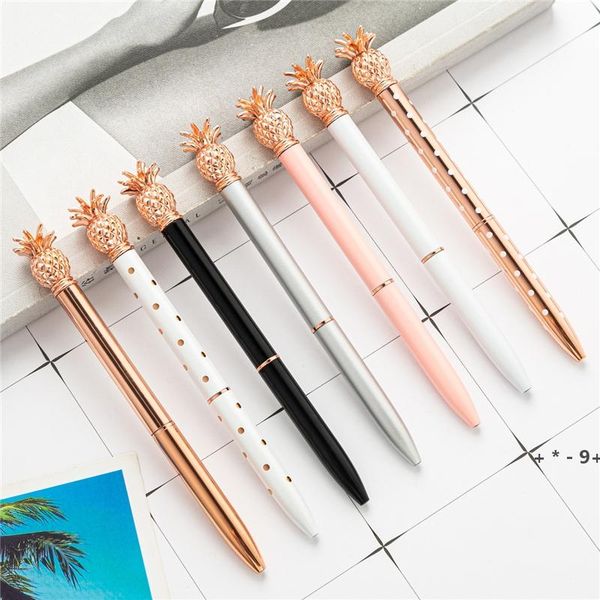 Pineapple Top Metal Ballpoint Pens Refills Medium Point 1mm Black Ink Party Gifts School Office Supplies RRB13346