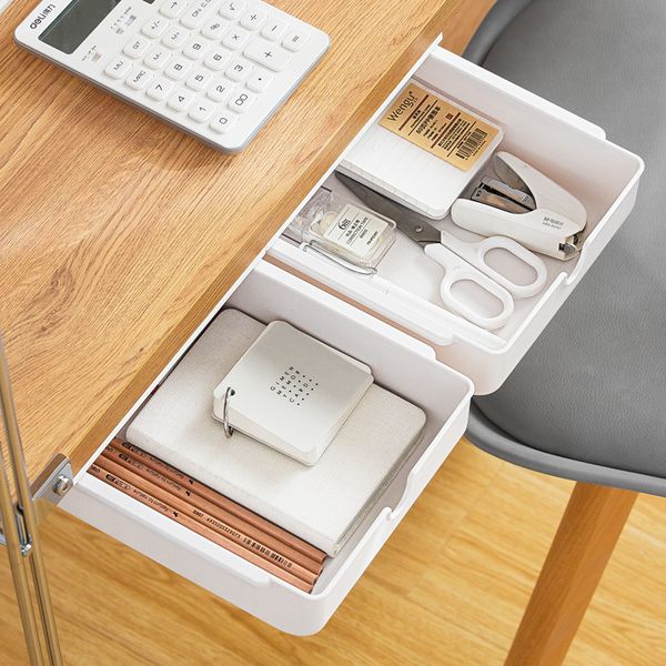 Storage Organize Box Hidden Drawer Under The Table Desk Stationery Table Bottom Cabinet Adhesive Small Size