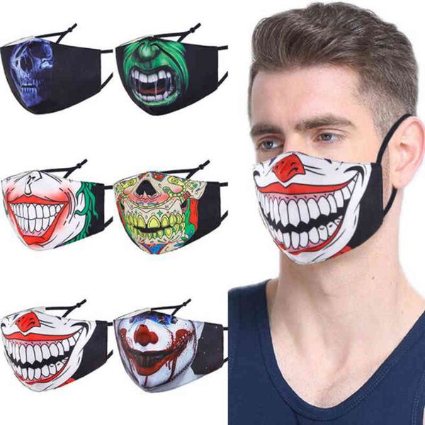 Funny face mask winter warm three-layer printing simulation face spoof scary cotton masks