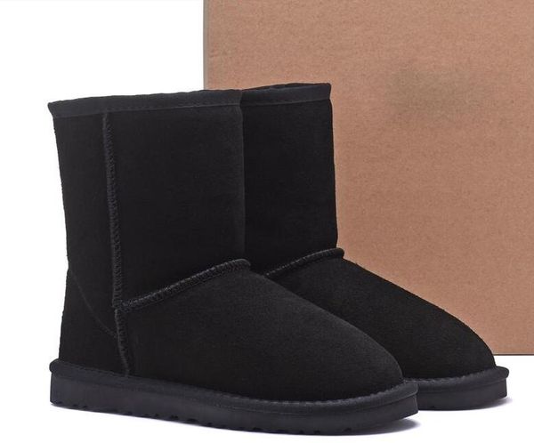 Fashion classic Cowskin Waterproof sheepskin U5825 short middle women snow boots keep warm boot womens boots winter shoes 20 Color US4-13 Si