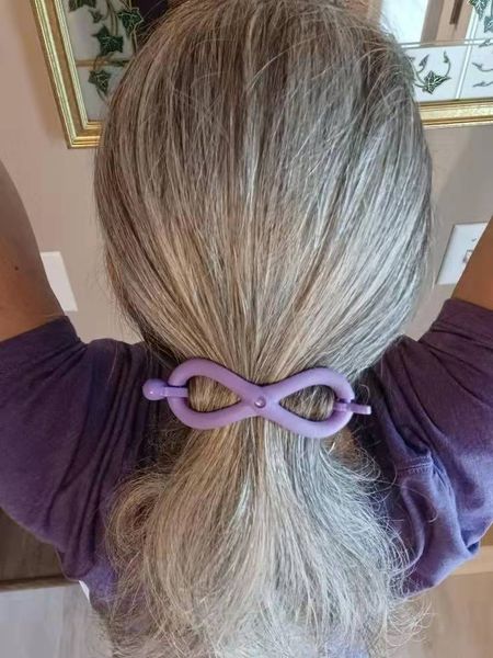 Low sleek gray ponytail extension salt and pepper silver grey bone straight wraps around pony tail hairpiece 100g 120g cutom two tone highli