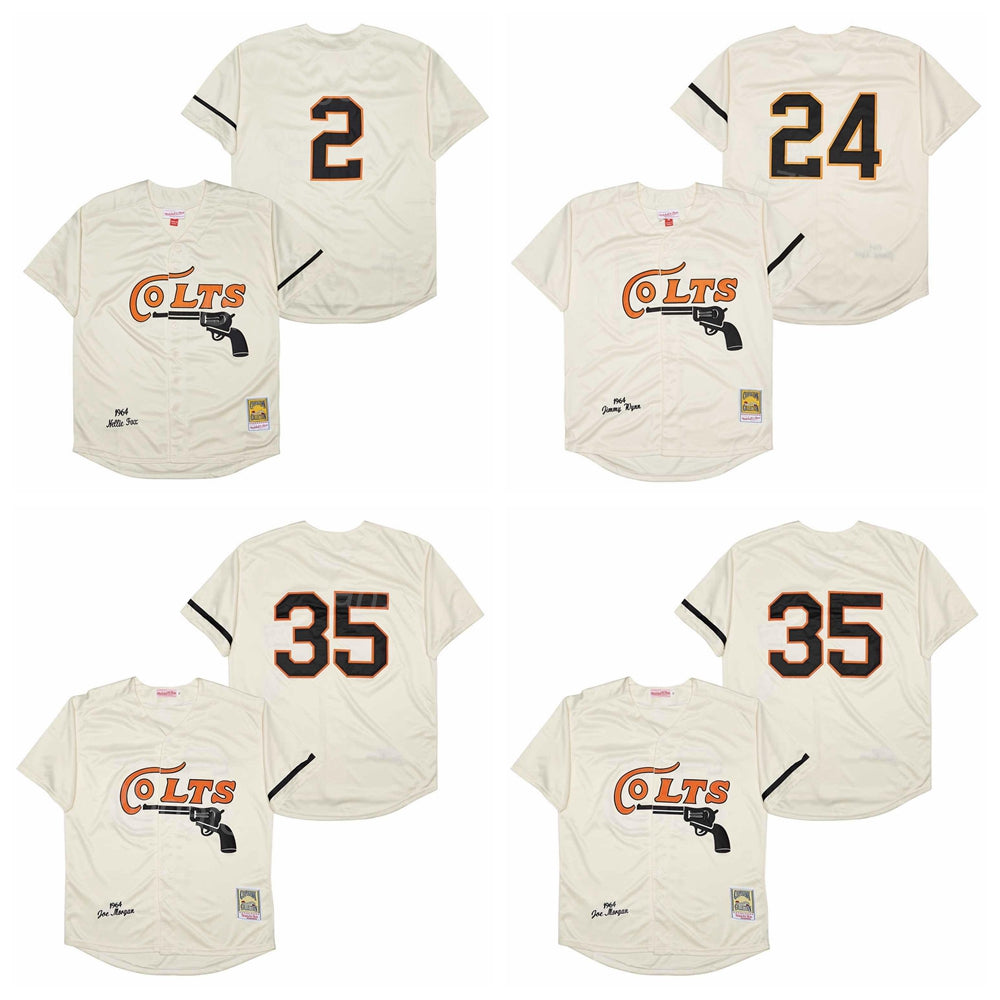 1964 Retro Baseball Vintage 2 Nellie Fox Jersey Men 24 Jimmy Wynn 35 Joe Morgan Beige CREAM Team Color Cooperstown Cool Base Retire All Stitched For