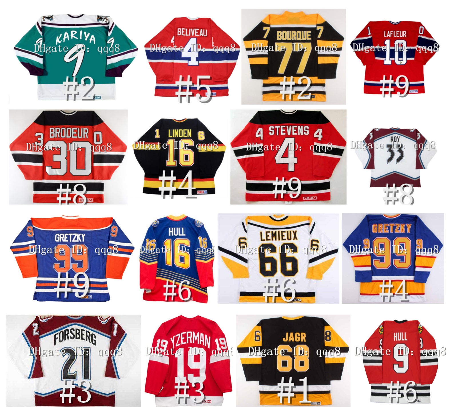 Vintage Hockey Jerseys Joe Sakic Quebec Nordiques Guy Lafleur Doug Gilmour Wendel Clark Pavel Bure Mats Sundin Peter Stastny Lemieux Brian Leetch Ra