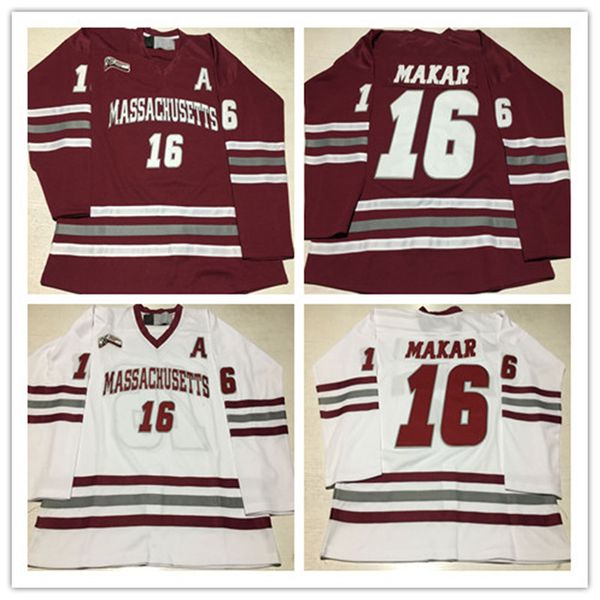 Custom 16 Cale Makar Massachusetts Minutemen Hockey Jersey NCAA UMass 35 Year East Jerseys 27 Jake Mclaughlin 5 Mario Ferraro Red White Any
