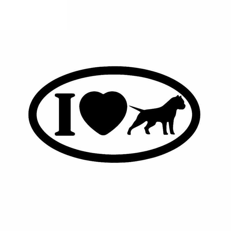 I Love Pitbull Oval Dog Sticker High Quality Car Window Decoration Personality Waterproof Decal Black-White, 16cm*9cm