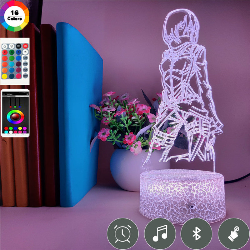 3D Nightlight Kids LED Night Light USB Smart Phone Control Anime Attack on Titan Mikasa Ackerman Figure Desk Lamp Room Decor Gift