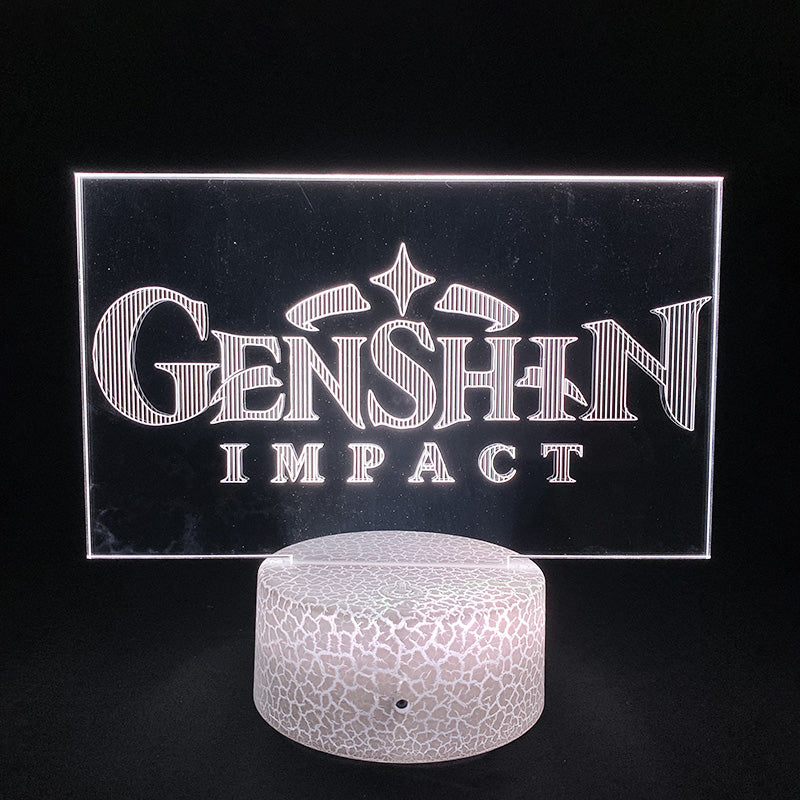 LED Night Light Anime Acrylic Nightlight Genshin Impact Logo 3D Desk Lamp Gaming Room Decor Bluetooth Control Kids Game Fans Gift