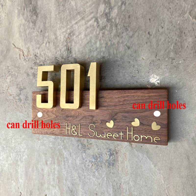 Customized door sign metal house nameplate three-dimensional copperplate combination creative household doorplate customized design number plate hot