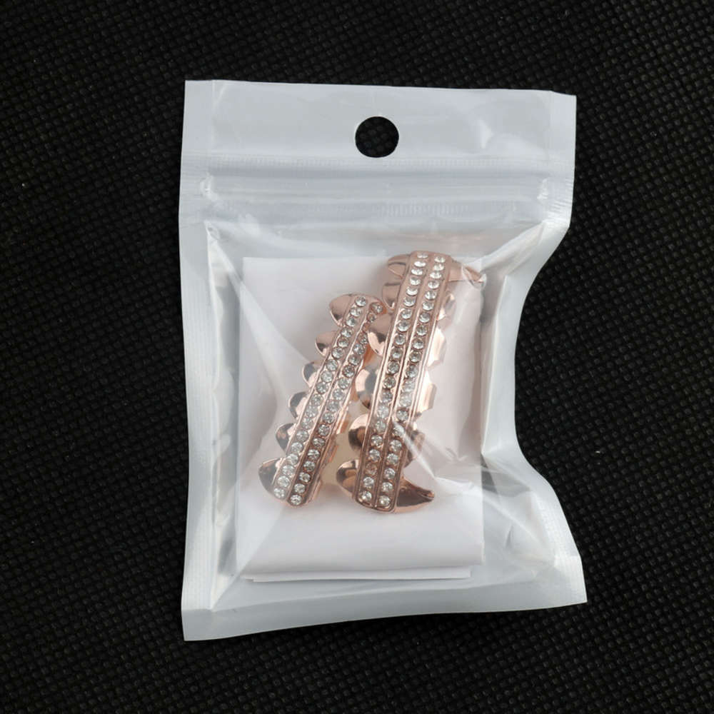 Hip hop decorative teeth set with rose gold plated canine drill