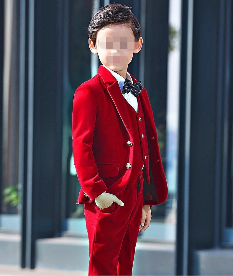 Boy&#039;s Formal Wear Excellent Fashion Velvet Kids Suit Children Attire Wedding Blazer Boy Birthday Party Business (jacket+pants+vest) J898 BYSC