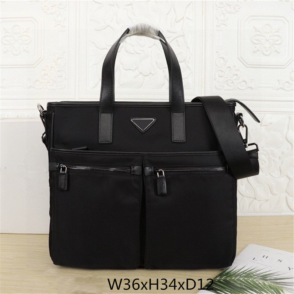 Men&#039;s Black Waterproof Nylon Designer Briefcase High Quality Laptop Bag Large Capacity Retro Fashion Office Handbag