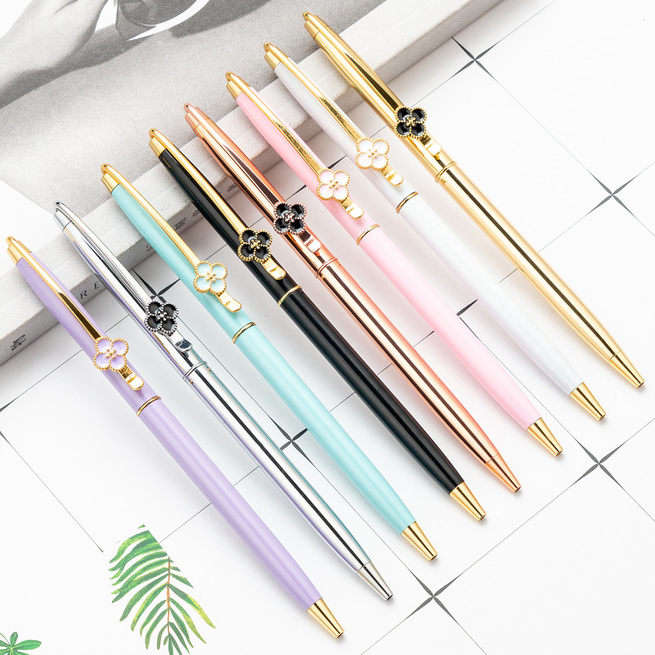 Ballpoint Pens Metal Lucky Clover Advertising Signature Pen Student Teacher Wedding Office School Writing Supplies Gifts