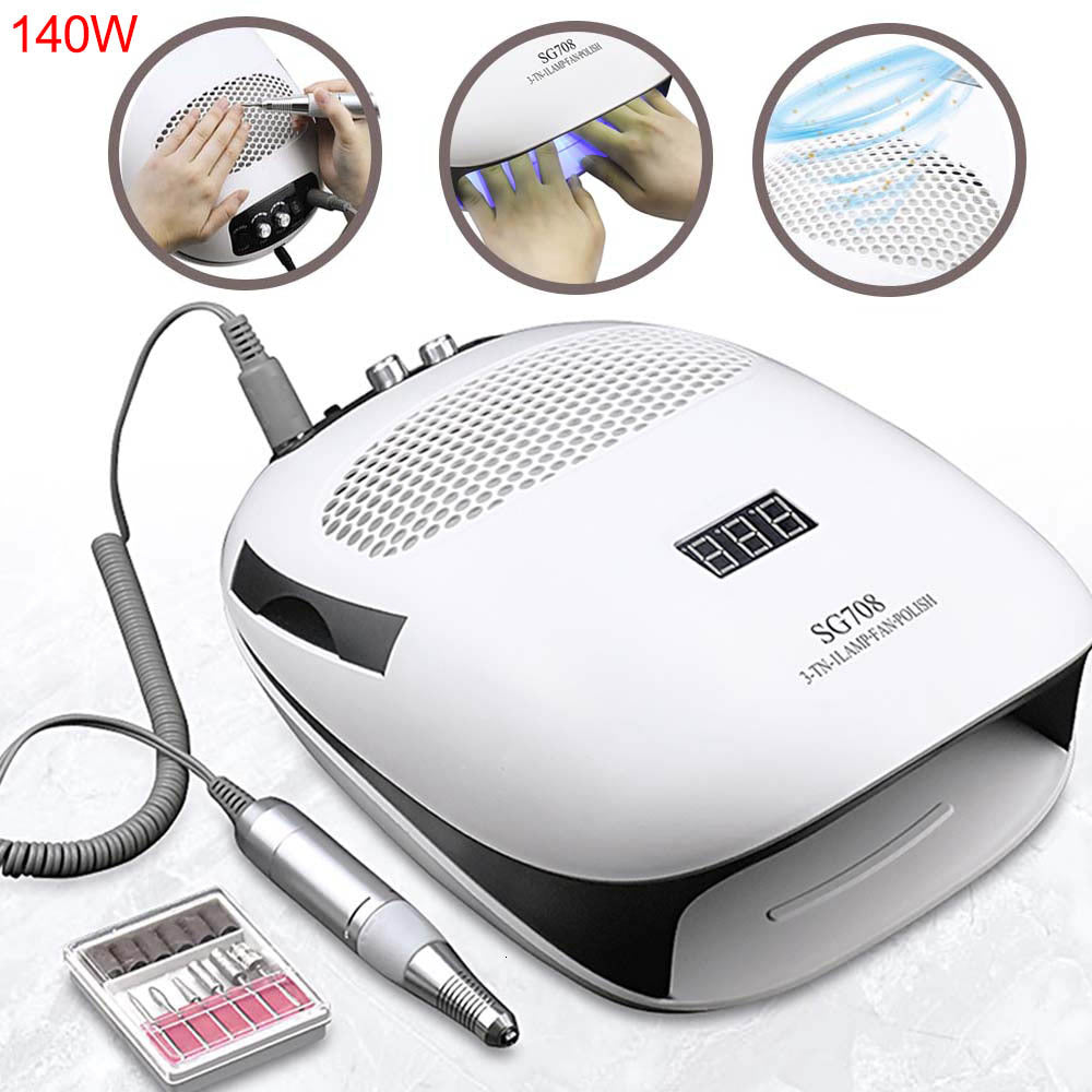 Nail Dryers 140W 3 IN 1 Lamp Dryer Electric Drill Machine With Dust Suction Collector Vacuum Cleaner Art Equipment BYA8