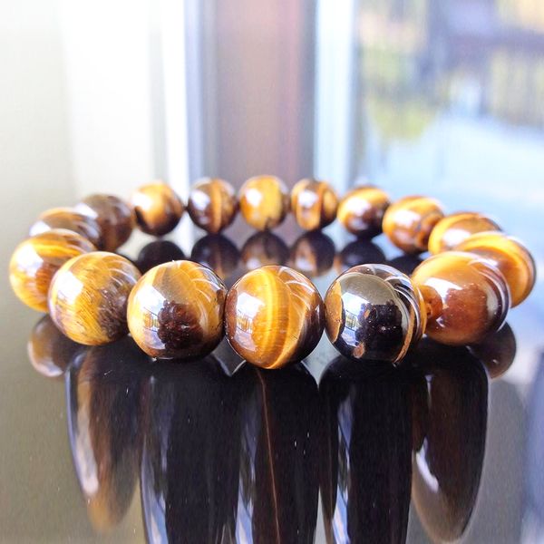 MG1150 High Quality 10 MM Genuine Yellow Tiger Eye Bracelet for Men Best Energy Stone Bracelet Gift For Him