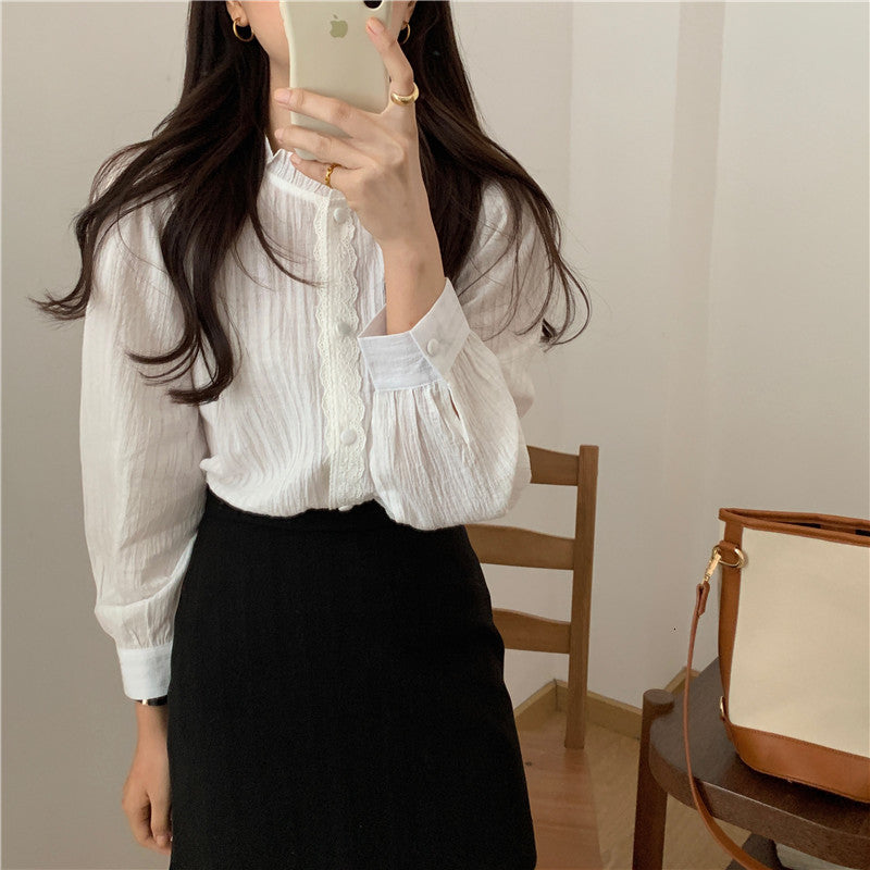 Women&#039;s Blouses & Shirts White Fashion Girls Patchwork Ruffles 2021 Summer Plus Size S-XL Vintage Office Lady OL Sweet KDEG