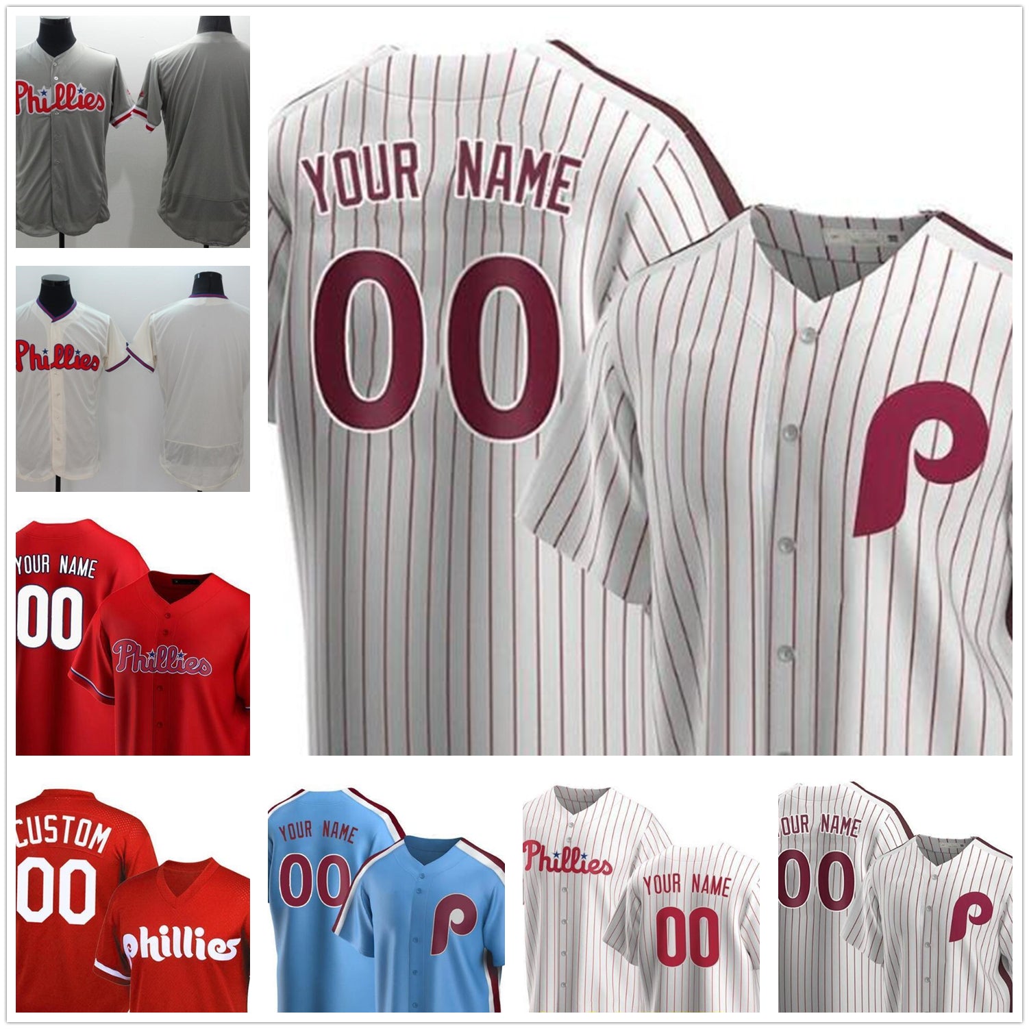 Custom baseball wears jersey Hector Neris Archie Bradley Jose Alvarado Adam Haseley all stitched mens women youth kids Dykstra McCutchen Scott Kinge
