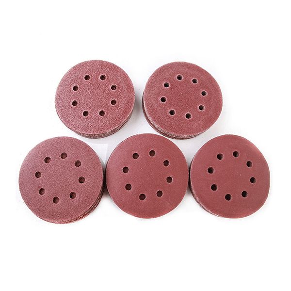 100pcs-pack Sanding Paper 5&quot; 125mm Round Abrasive Papers Grinding Wheels Back Flocking 8-hole Dry Sandpaper for Metal Wall Furniture Po