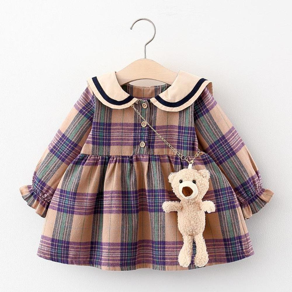 Newborn 2020 Baby Fall Girl Dress Clothes Toddler Girls Princess Plaid Birthday Dresses For Infant Baby Clothing 0-2y Vestidos