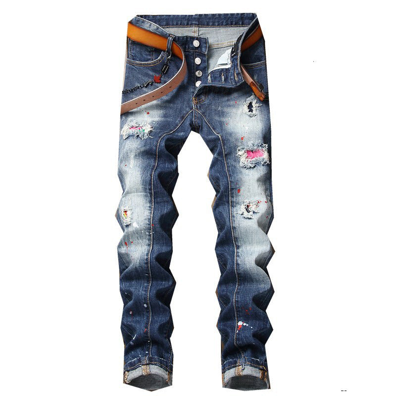 Men&#039;s Jeans mens luxury designer jeans denim black ripped pants the version fashion broken hole straight Italy brand bike P3L4