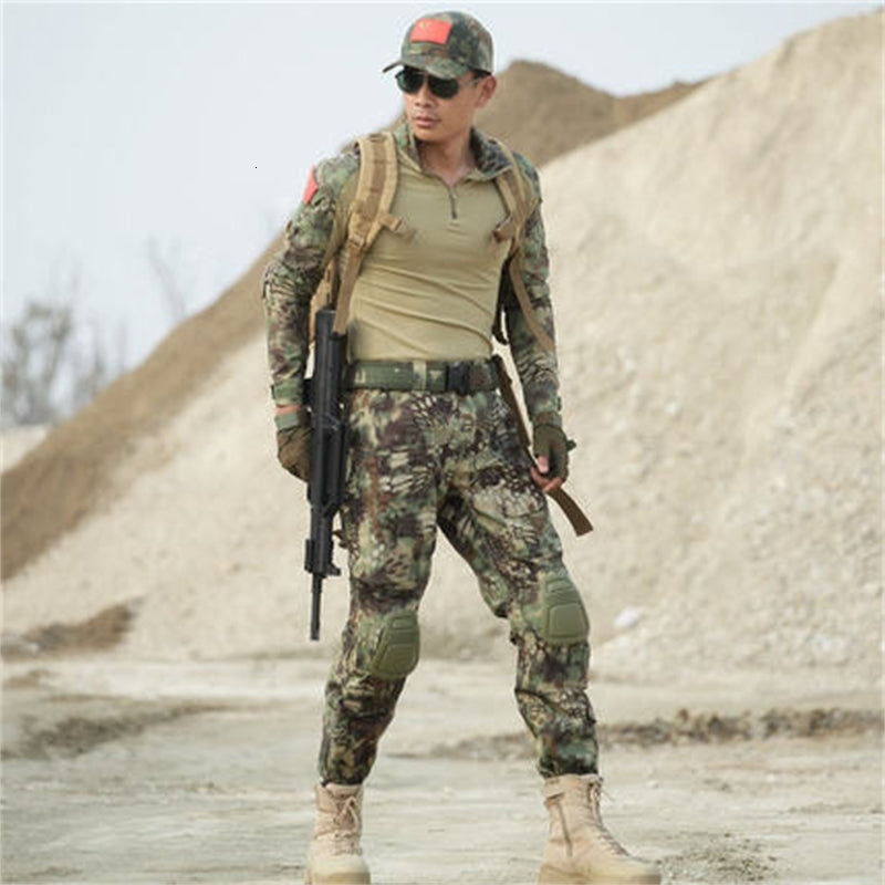 Men&#039;s Tracksuits Outdoor Camouflage Suit Male Special Forces Tactical Wear-Resistant Training Uniform CS Field Equipment Military