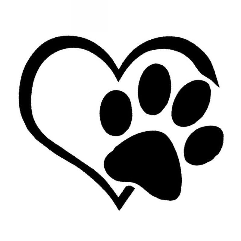 Love Cat and Dog Footprint Car Sticker High Quality Car Decoration Personality Waterproof Decal Black-white, 10cm*9cm