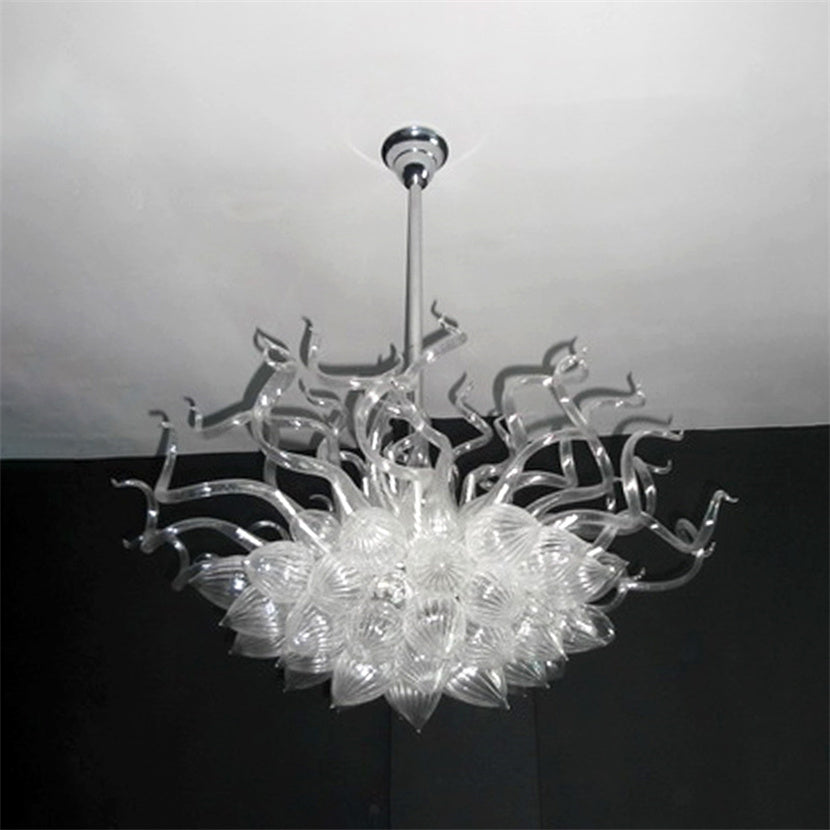 Modern Suspension Chandeliers White Color Murano Glass Pendant Lamps Crystal Chandelier with Led Bulbs Lighting Villa Home Living Room Decoration 32