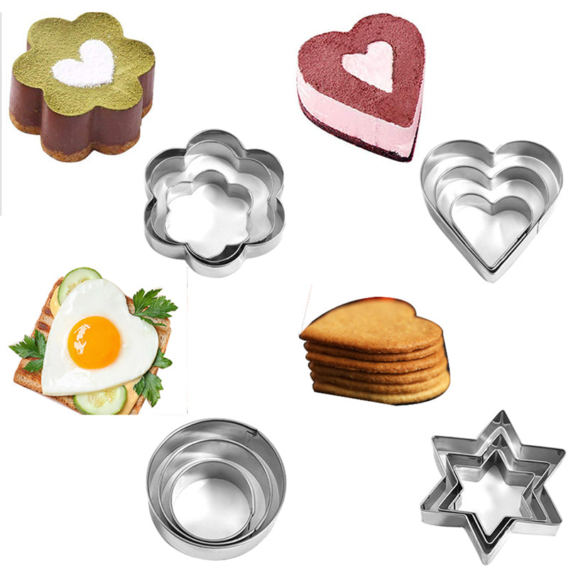 3pcs-1Set Biscuit Mold Cookie Cutter Fried Egg Mold Love Flower Star Shape DIY Pancake Mold Kitchen Utensil Bakeware Accessories