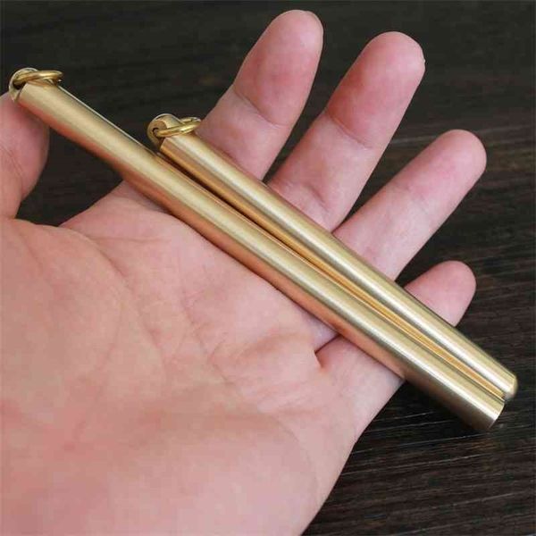 Mini handmade brass pens writing fluent ball pens vintage metal pens creative copper pen office stationery retail 210330