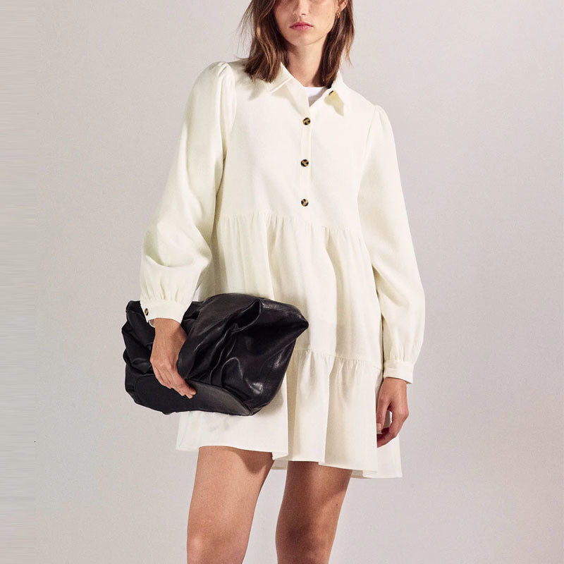 dresses Corduroy Shirt Women Long Sleeve Lapel Collar Vintage Loose Office Mini es Woman Winter Pleated Pink Vestidos