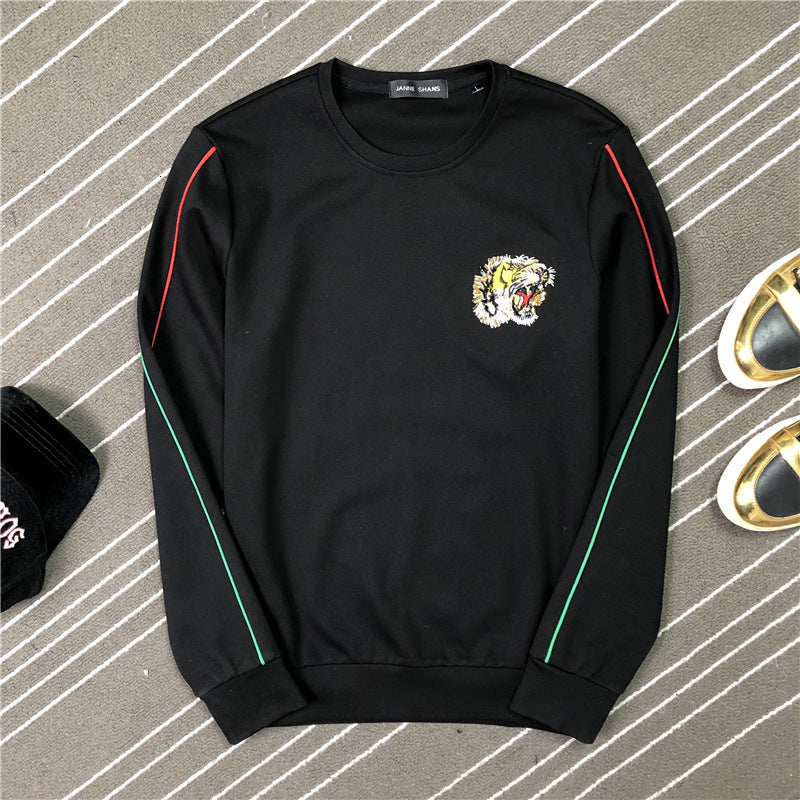 hoodie selling sweatshirt tiger embroidered striped men&#039;s hooded shirt