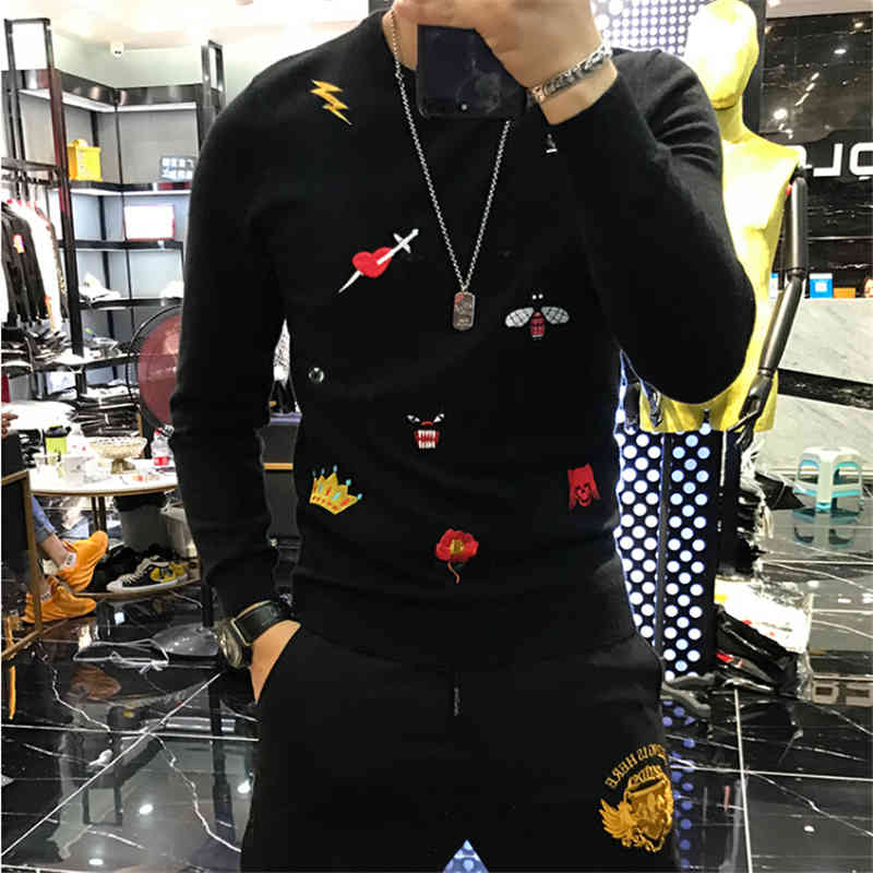 hoodie High quality Mens O Neck Sweater d Autumn Winter Christmas Pullover Knitted Jumper Sweaters Slim Fit Male Clothes