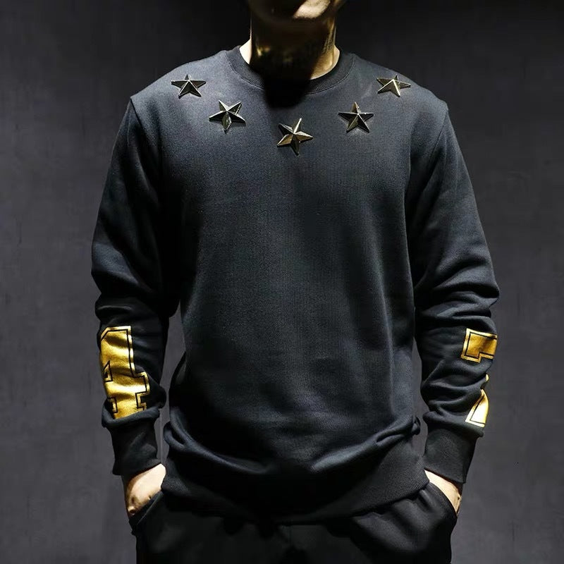 hoodie High quality rivet star slim men&#039;s hoodie jacket