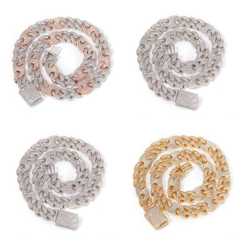 12MM 14K Gold Mariner Link Chain Real Icy Oval Cuban Link Chain Iced Choker Necklace Pave Cubic Zirconia Jewelry 16inch-22inch 168 R2