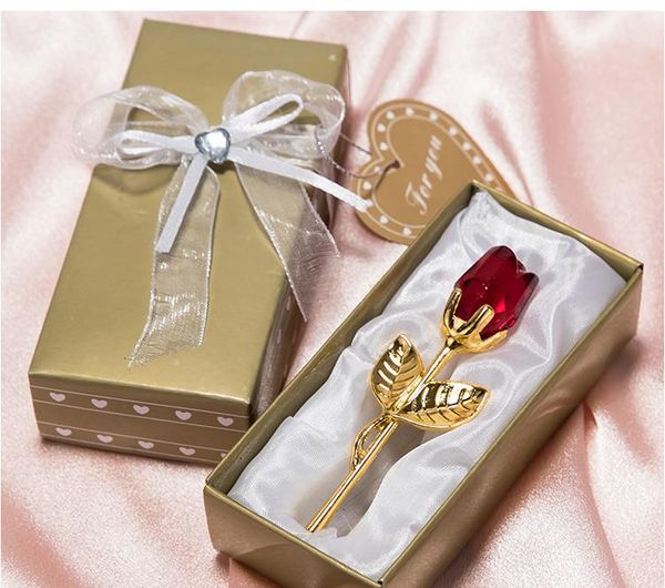 Romantic Wedding Gifts Multicolor Crystal Rose Favor With Colorful Box Party Favors Baby Shower Souvenir Ornaments For Guest SN2150
