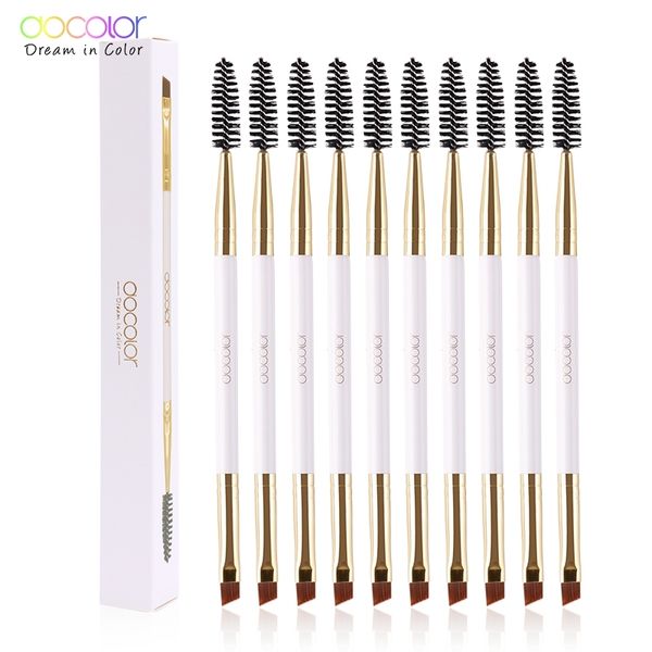 Docolor 5-10pcs White Black Professional Double headed Eyebrow Eyelash Makeup Brushes Thin hair Wholesale Angled Eye brow Brush 210331