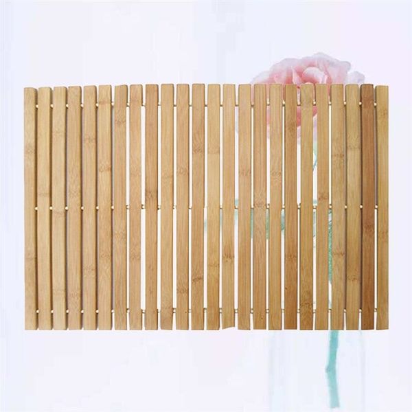 1 Pc Wooden Stripe Bath Mat Bath Shower Pad Non-Slip Mats Antiskid Mat for Home Bathroom Use (Wood Color) 210401