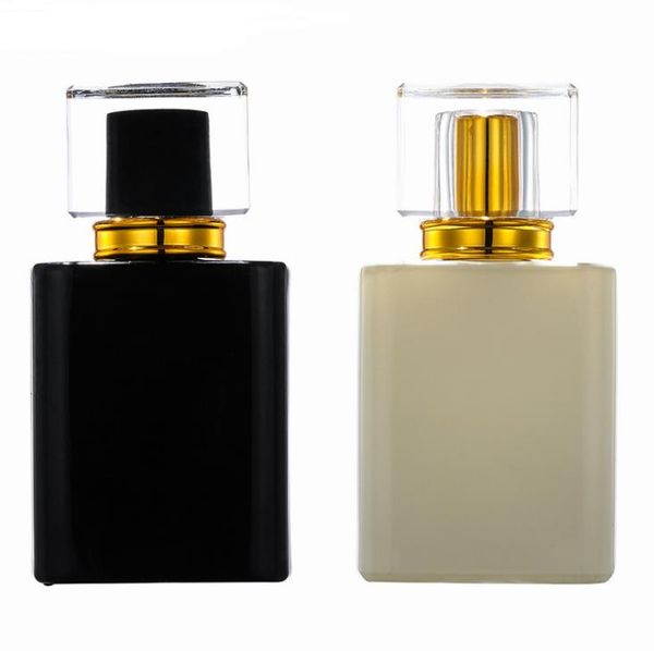 Wholesale 50pcs high-end square perfume atomizer bottle 50ml black and white glass fine mist spray bottles portable SN2578