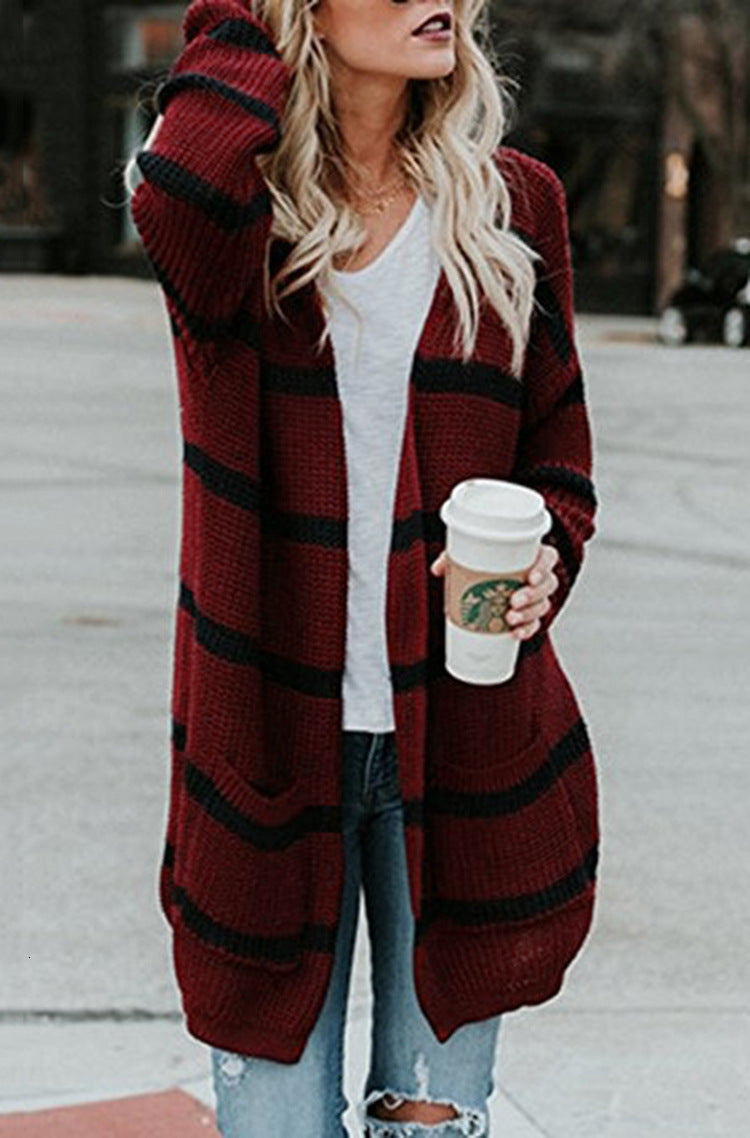 sweater Women Casual Sprited Pockets Knitted Long Sleeve Loose Fashion Winter New Office Ladies Cardigan Sweater