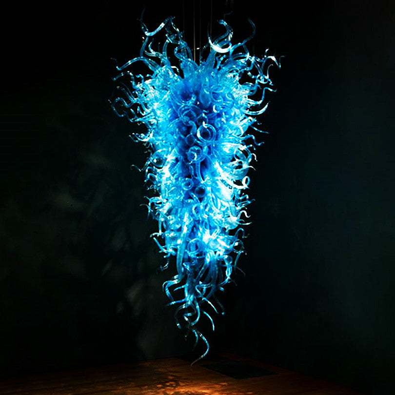 Lamps Blue Art Chandeliers Lighting 48 Inches Home Decoration Wholesale Hand Blown Glass chandelier with LED Bulbs