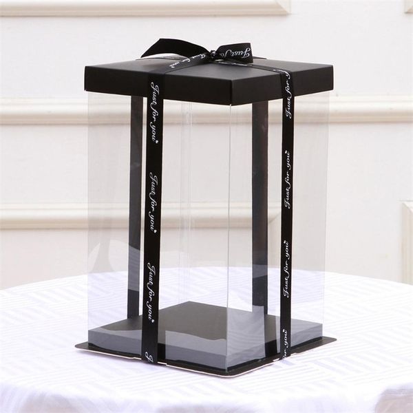 30.5x30.5x40CM Transparent Empty Gift Box for Artificial Teddy Bear Rose Flower Gifts Box Women Plush Bear Rabbit Gift 210402