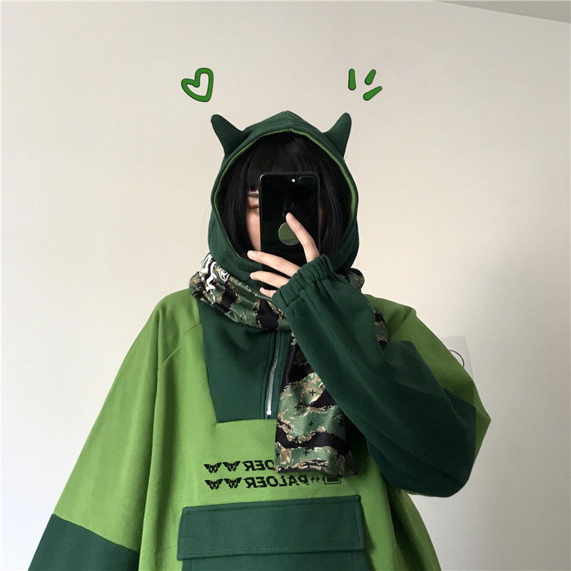 sweater Harajuku Aesthetic Frog Anime Hoodie Women Purple Long Sleeve Oversized Streetwear Kpop Gothic Cosplay Winter Clothes Tops