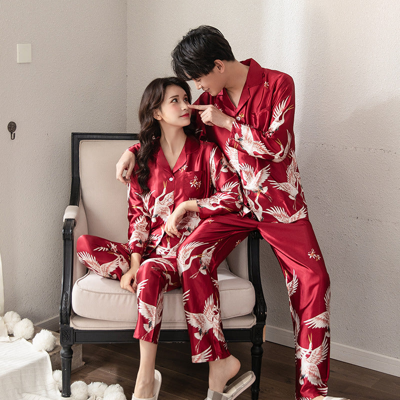 sleepwear Pajama Satin Pajamas Sets Couple Family Pijama Lover Night Suit Men Women Pyjamas Robe & Gown47FR AI8A